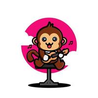 singe mignon jouant de la guitare vecteur