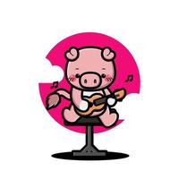 cochon mignon jouant de la guitare vecteur