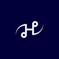 création de logo de musique alphabet lettre h isolée sur fond bleu marine. note initiale et musicale, croche, concept de logo de croches. logotype de lettre monogramme vecteur