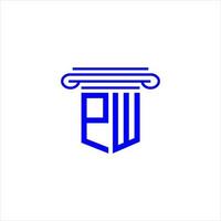 conception créative de logo de lettre pw avec graphique vectoriel