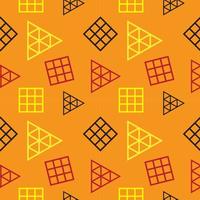 modèle de conception de modèle sans couture géométrique polygonale rétro. triangles et ornement de forme carrée. thème de couleur jaune orange rouge et noir. vecteur