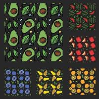 ensemble de différents modèles de fruits sans soudure. fond de fruits vecteur doodle