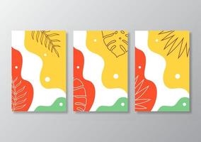 affiche de feuilles tropicales abstraites couvre fond vecteur