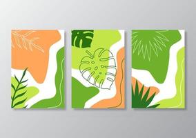 affiche de feuilles tropicales abstraites couvre fond vecteur