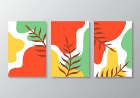 affiche de feuilles tropicales abstraites couvre fond vecteur