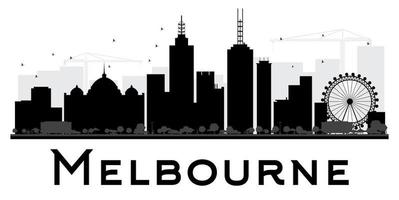 silhouette noire et blanche de la ville de melbourne. vecteur