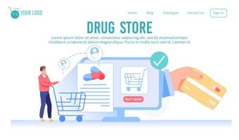 page de destination du service d'achat de pharmacie en ligne vecteur