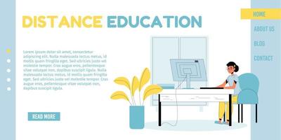 page de destination en ligne pour l'éducation des enfants à distance vecteur