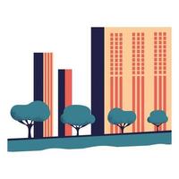 scène avec vue urbaine de maisons et d'arbres vecteur