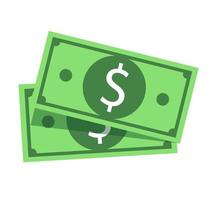 billets en dollars devise icône plate illustration concept de paiement d'argent bancaire vecteur