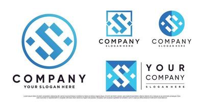 définir la collection de modèle de logo lettre s pour les entreprises avec le vecteur premium de concept créatif