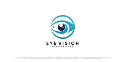 modèle de conception de logo de vision oculaire avec concept de cercle et vecteur premium d'élément créatif