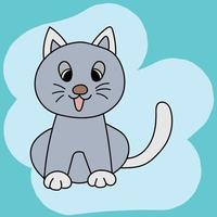 dessin animé mignon chat gris vecteur