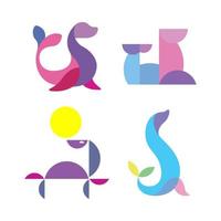 sceau animal logo icône symbole vecteur ensemble de conception graphique