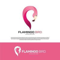 création de modèle de logo oiseau flamant rose vecteur