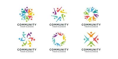 collection de logo communautaire avec vecteur premium de concept créatif