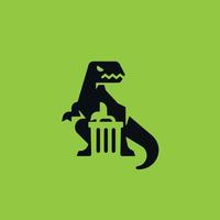 icône abstraite de concept de benne à ordures de dinosaure vecteur