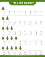 tracer le numéro. numéro de suivi avec arbre de Noël. jeu éducatif pour enfants, feuille de calcul imprimable, illustration vectorielle vecteur