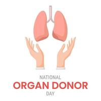journée nationale du don d'organes avec poumons vecteur