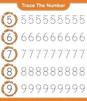 tracer le numéro. numéro de suivi avec cookie. jeu éducatif pour enfants, feuille de calcul imprimable, illustration vectorielle vecteur