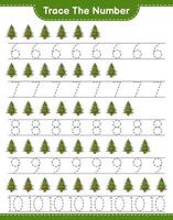 tracer le numéro. numéro de suivi avec arbre de Noël. jeu éducatif pour enfants, feuille de calcul imprimable, illustration vectorielle vecteur