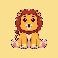 mignon lion assis dessin animé vecteur icône illustration