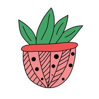 dessin doodle coloré d'une plante dans un pot vecteur