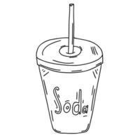 doodle soda dans une tasse en plastique. illustration vectorielle vecteur