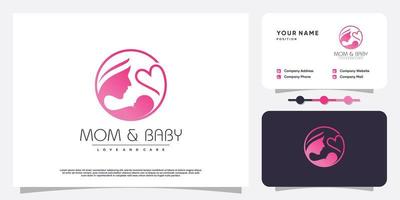 création de logo maman et bébé avec vecteur premium de concept d'amour
