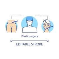 icône de concept de chirurgie plastique. illustration de la ligne mince de l'idée de restauration du corps humain. procédures cosmétiques. amélioration de l'apparence. dessin de contour isolé de vecteur. trait modifiable vecteur