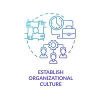 établir l'icône de concept de gradient bleu de culture organisationnelle. organiser le processus. étape pour démarrer l'illustration de la ligne mince de l'idée abstraite du bureau virtuel. dessin de contour isolé. vecteur