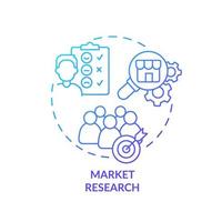 icône de concept de gradient bleu d'étude de marché. analyse du comportement des clients. service de l'illustration de la ligne mince de l'idée abstraite de l'entreprise pr. dessin de contour isolé. vecteur