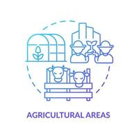 icône de concept de gradient bleu de zones agricoles. illustration de la ligne mince de l'idée abstraite de classification de l'utilisation des terres. production animale et végétale. dessin de contour isolé. vecteur