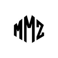 création de logo de lettre mmz avec forme de polygone. création de logo en forme de polygone et de cube mmz. modèle de logo vectoriel mmz hexagone couleurs blanches et noires. monogramme mmz, logo d'entreprise et immobilier.