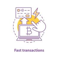 icône de concept de transactions rapides. illustration de la ligne mince de l'idée de services bancaires par Internet. portefeuille numérique. dessin de contour isolé de vecteur