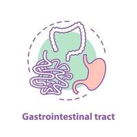 icône de concept de tractus gastro-intestinal. illustration de fine ligne d'idée de gastro-entérologie. gros et petit intestin, estomac. soins de santé. dessin de contour isolé de vecteur