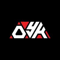 création de logo de lettre triangle oyk avec forme de triangle. monogramme de conception de logo triangle oyk. modèle de logo vectoriel triangle oyk avec couleur rouge. logo triangulaire oyk logo simple, élégant et luxueux. oyk