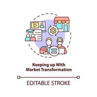 suivre l'icône du concept de transformation du marché. problème stratégique de l'illustration de la ligne mince de l'idée abstraite de l'entreprise. dessin de contour isolé. trait modifiable. vecteur