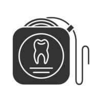 icône de glyphe de fil dentaire. brossage de dents. symbole de silhouette. espace négatif. illustration vectorielle isolée vecteur