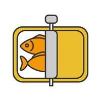 icône de couleur sprats. poisson en boite. illustration vectorielle isolée vecteur