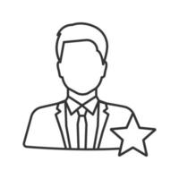 icône linéaire d'acteur ou de présentateur de télévision. illustration de la ligne mince. star de cinéma. symbole de contour. dessin de contour isolé de vecteur