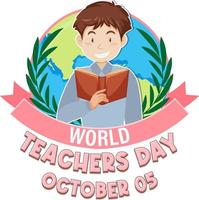 conception de bannière de logo de la journée mondiale des enseignants vecteur