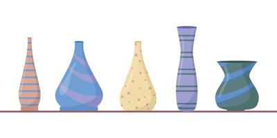 grand ensemble de pasudas en céramique - tasses, bols et théières, vases, assiettes.illustration vectorielle en style cartoon. vecteur