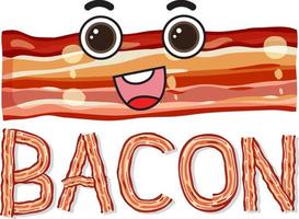 création de logo de bacon avec personnage de dessin animé de bacon vecteur