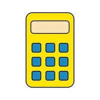 calculatrice jaune avec boutons bleus vecteur