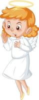 personnage de dessin animé mignon ange en robe blanche sur fond blanc vecteur