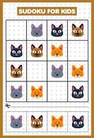 sudoku pour enfants chat vecteur