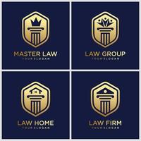 ensemble de droit de logo, cabinet d'avocats, inspiration de modèle de conception de logo de maison de droit vecteur