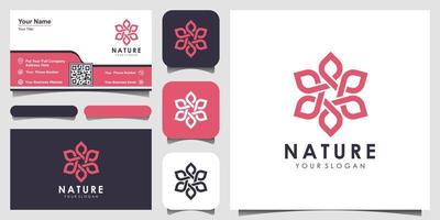 création minimaliste et élégante de logo rose floral pour la beauté, les cosmétiques, le yoga et le spa. création de logo et carte de visite vecteur