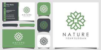 création minimaliste et élégante de logo rose floral pour la beauté, les cosmétiques, le yoga et le spa. création de logo et carte de visite vecteur